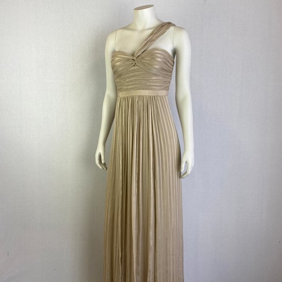 BCBGMaxAzria Dresses & Skirts - BCBGMAXAZRIA One-Shoulder Maxi Gold Dress